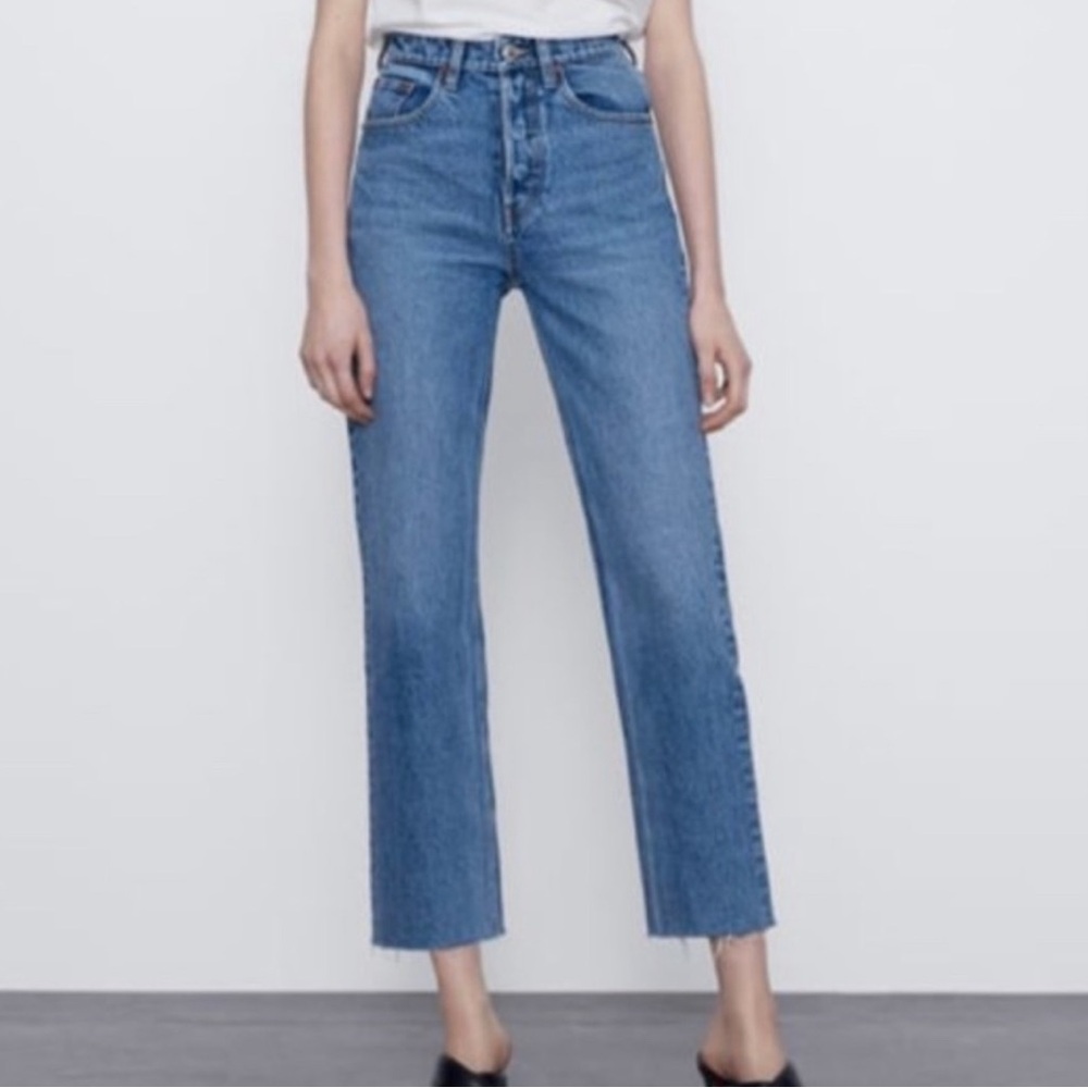 Zara High Rise Straight Leg Jean